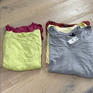 Women's V-Neck Tops - Gray, Yellow, Red